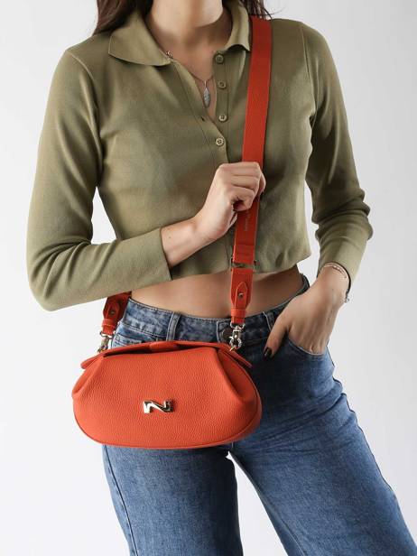 Cross Body Tas Nymphea Leder Nathan baume Oranje nymphea 2 ander zicht 1